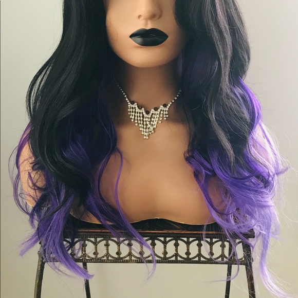 Very Pretty Effortless Style 24” Black & Purple Premium Fiber Wig - Picture 8 of 10